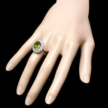 Load image into Gallery viewer, 6.30 Carats Natural Peridot and Diamond 14K Solid White Gold Ring