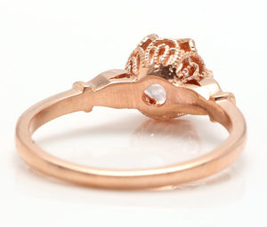 1.06 Carats Natural Morganite and Diamond 14K Solid Rose Gold Ring