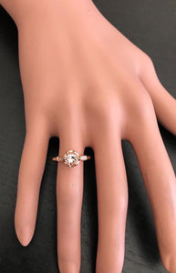 1.06 Carats Natural Morganite and Diamond 14K Solid Rose Gold Ring