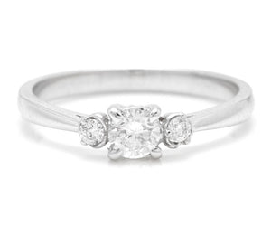 Splendid 0.32 Carats Natural Diamond 14K Solid White Gold Ring