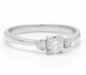 Splendid 0.32 Carats Natural Diamond 14K Solid White Gold Ring