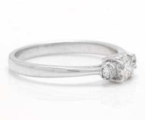 Splendid 0.32 Carats Natural Diamond 14K Solid White Gold Ring