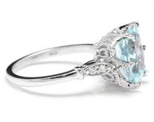 Load image into Gallery viewer, 3.08 Carats Impressive Natural Aquamarine and Diamond 14K White Gold Ring