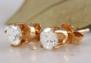 Exquisite .40 Carats Natural Diamond 14K Solid Yellow Gold Stud Earrings