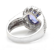 Load image into Gallery viewer, 4.50 Carats Natural Very Nice Looking Tanzanite and Diamond 18K Solid White Gold Ring