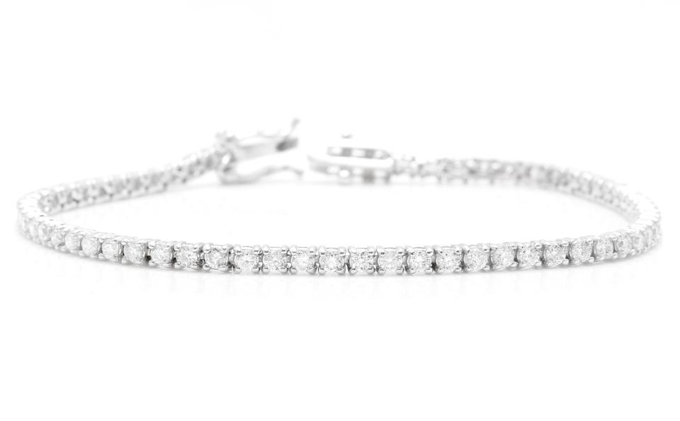 Very Impressive 3.00 Carats Natural Diamond 14K Solid White Gold Bracelet
