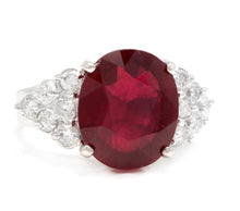 Load image into Gallery viewer, 8.90 Carats Impressive Red Ruby and Natural Diamond 18K White Gold Ring