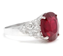 Load image into Gallery viewer, 8.90 Carats Impressive Red Ruby and Natural Diamond 18K White Gold Ring