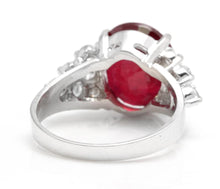 Load image into Gallery viewer, 8.90 Carats Impressive Red Ruby and Natural Diamond 18K White Gold Ring