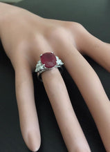 Load image into Gallery viewer, 8.90 Carats Impressive Red Ruby and Natural Diamond 18K White Gold Ring