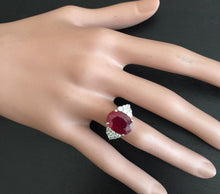 Load image into Gallery viewer, 8.90 Carats Impressive Red Ruby and Natural Diamond 18K White Gold Ring