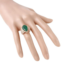 Load image into Gallery viewer, 7.00 Carats Natural Emerald and Diamond 14K Solid Rose Gold Ring