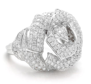 Splendid 3.30 Carats Natural Diamond 14K Solid White Gold Ring