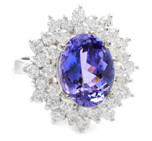 Load image into Gallery viewer, 7.30 Carats Natural Very Nice Looking Tanzanite and Diamond 14K Solid White Gold Ring