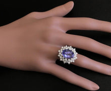 Load image into Gallery viewer, 7.30 Carats Natural Very Nice Looking Tanzanite and Diamond 14K Solid White Gold Ring