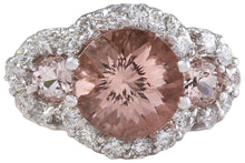 Load image into Gallery viewer, 4.90 Carats Exquisite Natural Peach Morganite and Diamond 14K Solid White Gold Ring