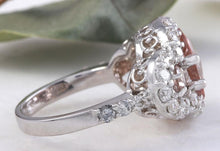 Load image into Gallery viewer, 4.90 Carats Exquisite Natural Peach Morganite and Diamond 14K Solid White Gold Ring