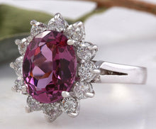Load image into Gallery viewer, 4.65 Carats Exquisite Natural Pink Tourmaline and Diamond 14K Solid White Gold Ring