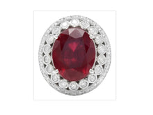 Load image into Gallery viewer, 14.80 Carats Impressive Red Ruby and Natural Diamond 14K White Gold Ring