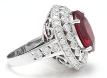 Load image into Gallery viewer, 14.80 Carats Impressive Red Ruby and Natural Diamond 14K White Gold Ring