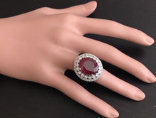Load image into Gallery viewer, 14.80 Carats Impressive Red Ruby and Natural Diamond 14K White Gold Ring