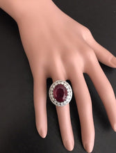 Load image into Gallery viewer, 14.80 Carats Impressive Red Ruby and Natural Diamond 14K White Gold Ring