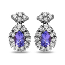 Load image into Gallery viewer, Exquisite 1.75 Carats Natural Tanzanite and Diamond 14K Solid White Gold Stud Earrings