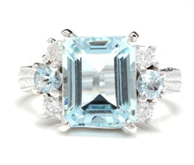 Load image into Gallery viewer, 4.80 Carats Natural Aquamarine and Diamond 14K Solid White Gold Ring