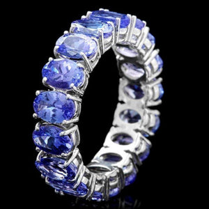 7.80 Carats Natural Tanzanite14k Solid White Gold Ring