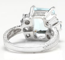 Load image into Gallery viewer, 4.80 Carats Natural Aquamarine and Diamond 14K Solid White Gold Ring