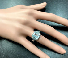 Load image into Gallery viewer, 4.80 Carats Natural Aquamarine and Diamond 14K Solid White Gold Ring