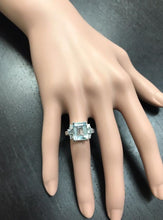 Load image into Gallery viewer, 4.80 Carats Natural Aquamarine and Diamond 14K Solid White Gold Ring