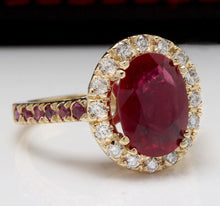 Load image into Gallery viewer, 4.32 Carats Gorgeous Natural Red Ruby and Diamond 14K Solid Yellow Gold Ring