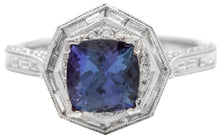 Load image into Gallery viewer, 2.35 Carats Natural Very Nice Looking Tanzanite and Diamond 18K Solid White Gold Ring