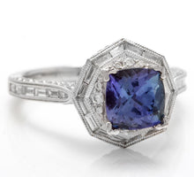 Load image into Gallery viewer, 2.35 Carats Natural Very Nice Looking Tanzanite and Diamond 18K Solid White Gold Ring