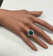 Load image into Gallery viewer, 8.70 Carats Natural Very Nice Looking Blue Zircon and Diamond 14K Yellow Gold Ring