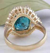 Load image into Gallery viewer, 8.70 Carats Natural Very Nice Looking Blue Zircon and Diamond 14K Yellow Gold Ring