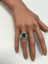 Load image into Gallery viewer, 8.70 Carats Natural Very Nice Looking Blue Zircon and Diamond 14K Yellow Gold Ring