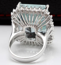 Load image into Gallery viewer, 32.00 Carats Natural Aquamarine and Diamond 14K Solid White Gold Ring