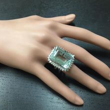 Load image into Gallery viewer, 32.00 Carats Natural Aquamarine and Diamond 14K Solid White Gold Ring