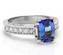Load image into Gallery viewer, 2.80 Carats Natural Very Nice Looking Tanzanite and Diamond 14K Solid White Gold Ring