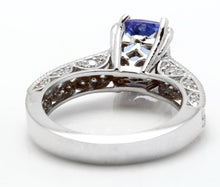Load image into Gallery viewer, 2.80 Carats Natural Very Nice Looking Tanzanite and Diamond 14K Solid White Gold Ring
