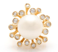 Load image into Gallery viewer, Splendid Natural 15mm South Sea Pearl and Diamond 14K Solid Yellow Gold Ring