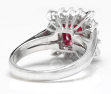 Load image into Gallery viewer, 4.40 Carats Impressive Red Ruby and Natural Diamond 14K White Gold Ring