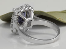 Load image into Gallery viewer, 5.65 Carats Natural Very Nice Looking Tanzanite and Diamond 14K Solid White Gold Ring