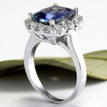 Load image into Gallery viewer, 5.65 Carats Natural Very Nice Looking Tanzanite and Diamond 14K Solid White Gold Ring