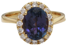 Load image into Gallery viewer, 3.50 Carats Natural Very Nice Looking Tanzanite and Diamond 14K Solid Yellow Gold Ring
