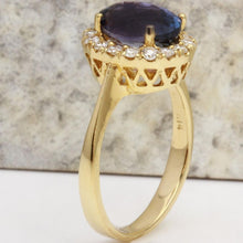 Load image into Gallery viewer, 3.50 Carats Natural Very Nice Looking Tanzanite and Diamond 14K Solid Yellow Gold Ring