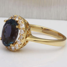 Load image into Gallery viewer, 3.50 Carats Natural Very Nice Looking Tanzanite and Diamond 14K Solid Yellow Gold Ring