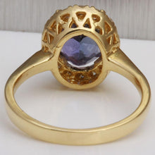 Load image into Gallery viewer, 3.50 Carats Natural Very Nice Looking Tanzanite and Diamond 14K Solid Yellow Gold Ring